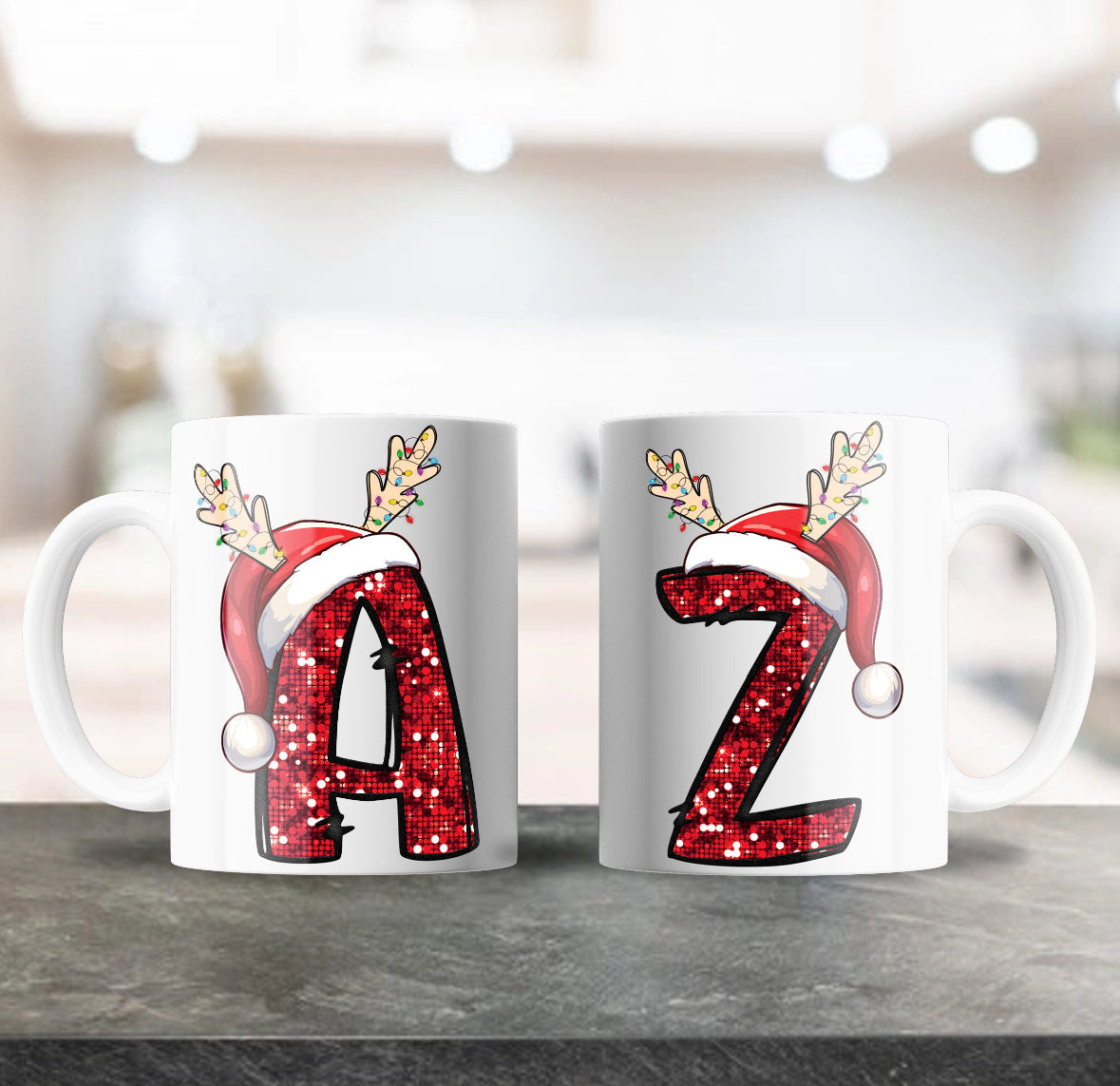 Faux Sparkle A-Z Intitial Coffee Mug