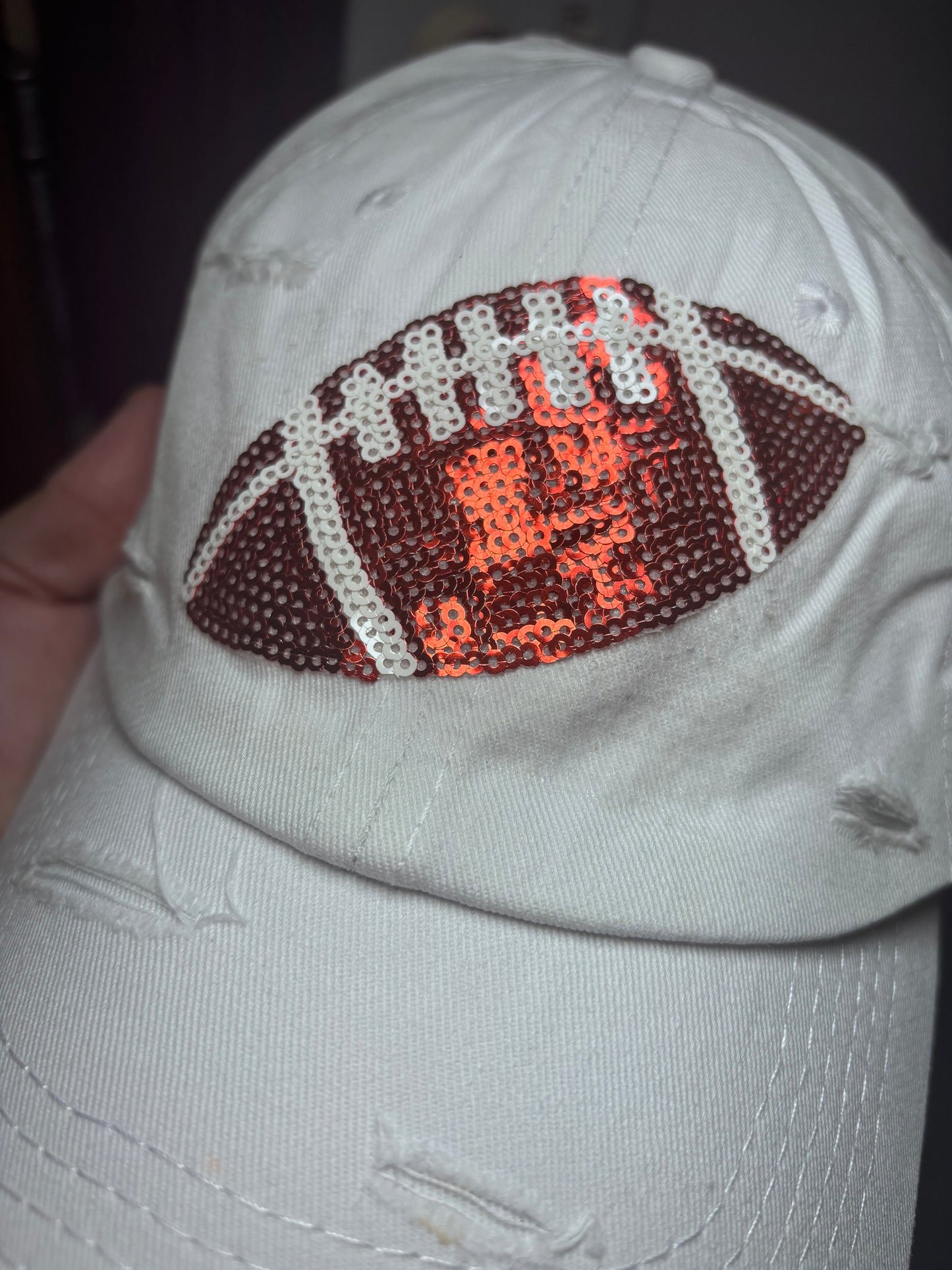 Sequined Football White Hat