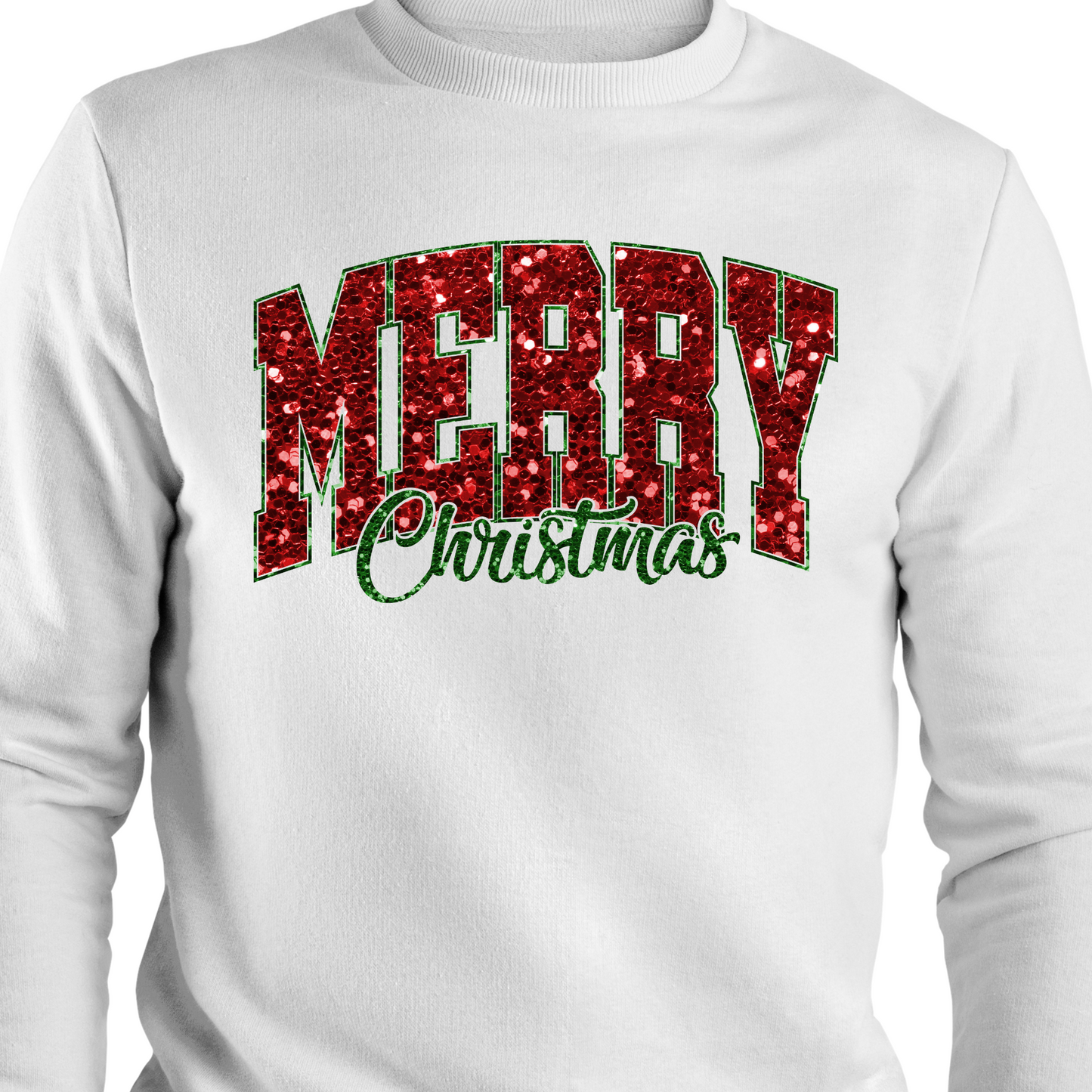 Faux Sparkle Merry Christmas Adult Shirt