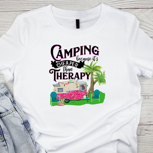 Camping, Cheaper than Therapy Adult Shirt