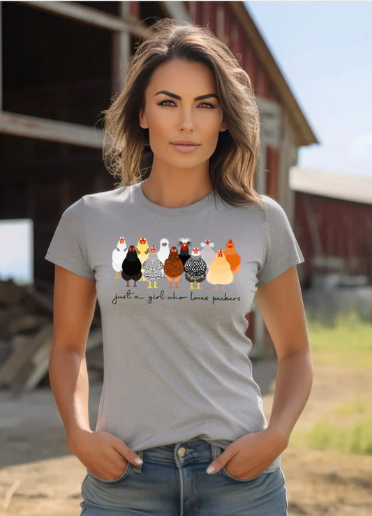 Just a Girl who Loves Peckers Adult Shirt