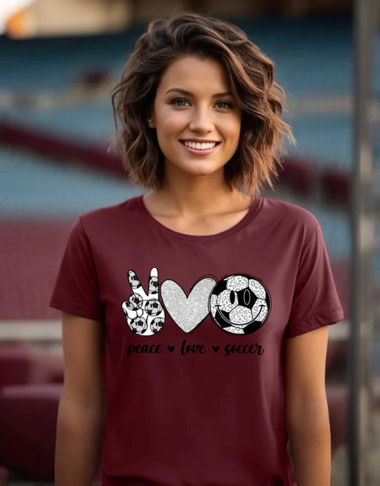 Peace Love Soccer Adult Shirt
