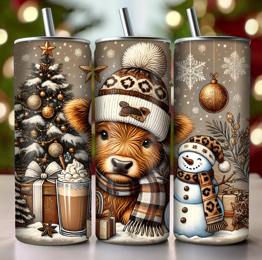 Snowy Highland Cow 20oz Tumbler