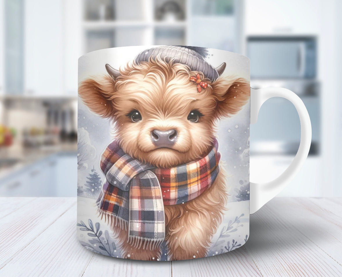 Winter Highland Cow Coffee Mug
