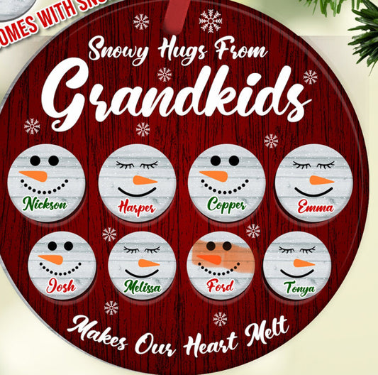 Personalized Snowball Grandchildren Ceramic Ornament