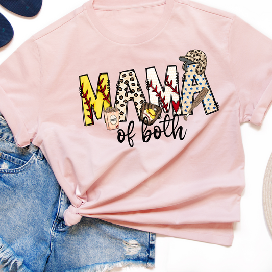 Mama of Both Baseball/Softball Adult Shirt