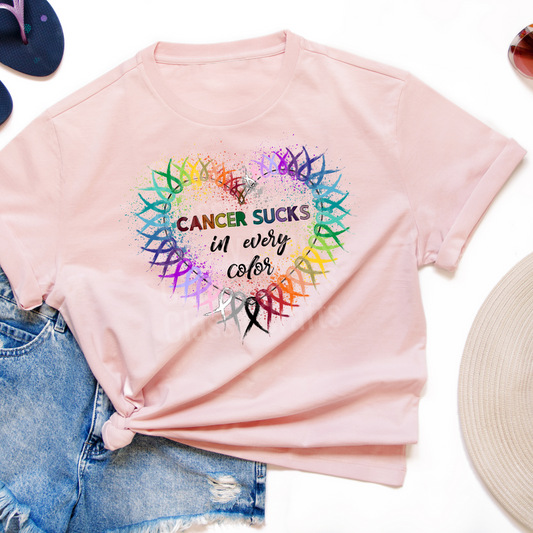 Cancer Sucks in all Color Adult TShirts-Proceeds go to the American Cancer Society