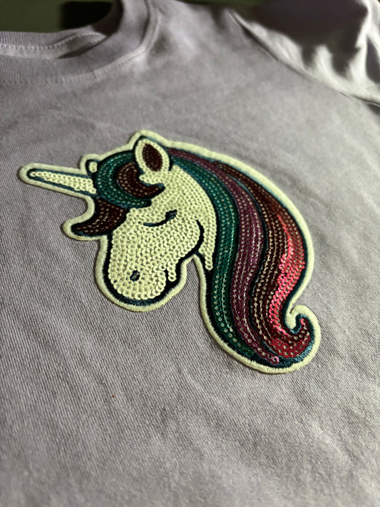 Unicorn Sequin Youth Purple Tshirt