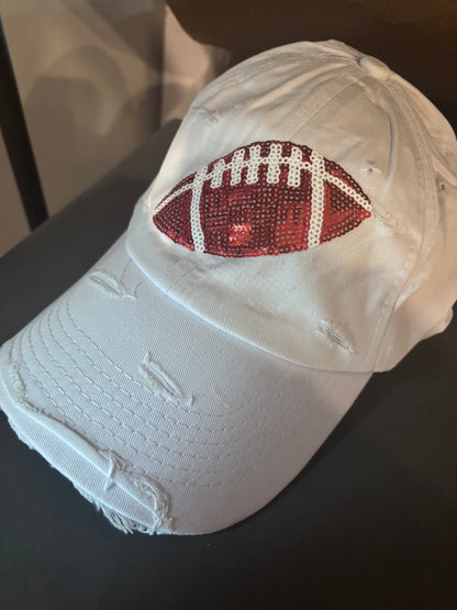 Sequined Football White Hat