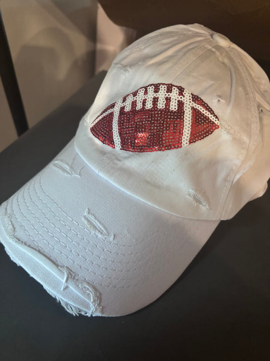 Sequined Football White Hat