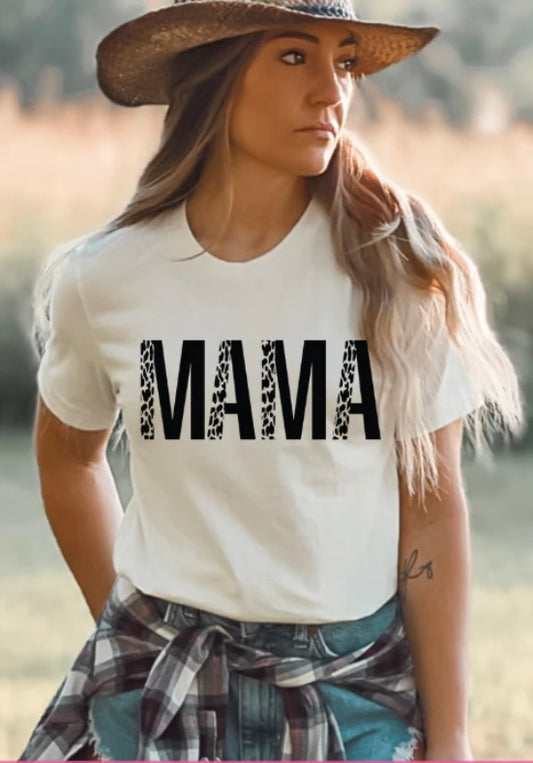 Black Leopard Print Stretch MAMA Adult Shirt