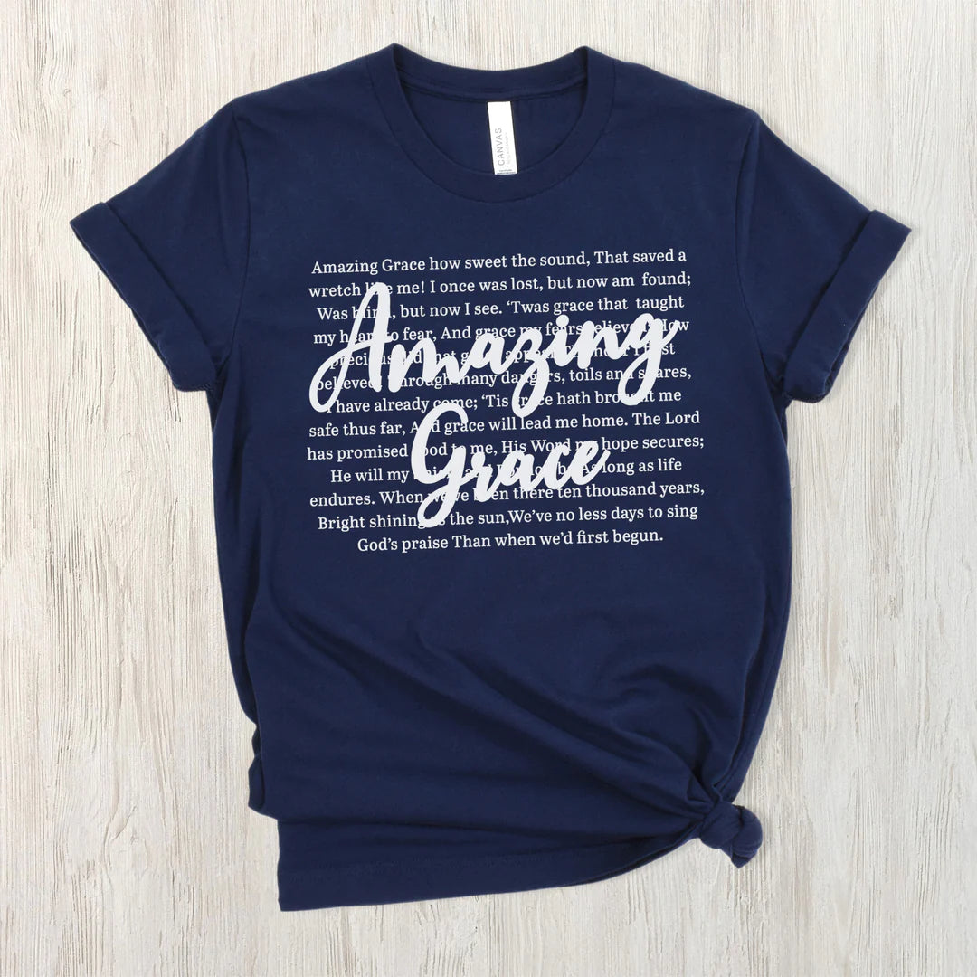 Amazing Grace song lyrics Adult Shirt