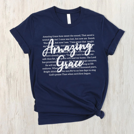 Amazing Grace song lyrics Adult Shirt