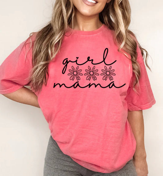 Girl MAMA with Daisies Adult Shirt