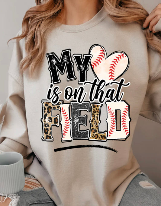 My Heart is on that...Baseball Adult Shirt