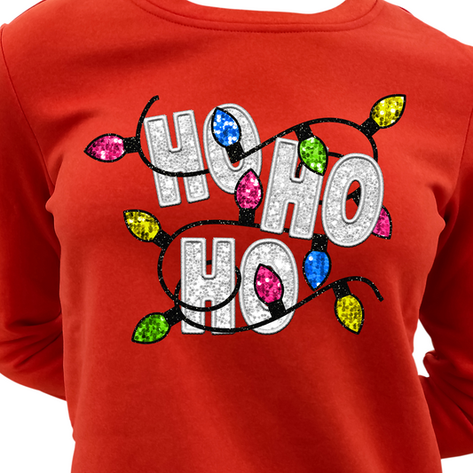 HO HO HO Faux Sparkle Adult Shirt