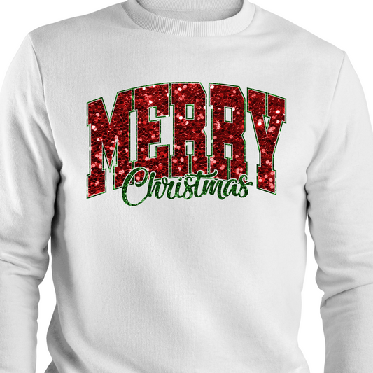 Faux Sparkle Merry Christmas Adult Shirt