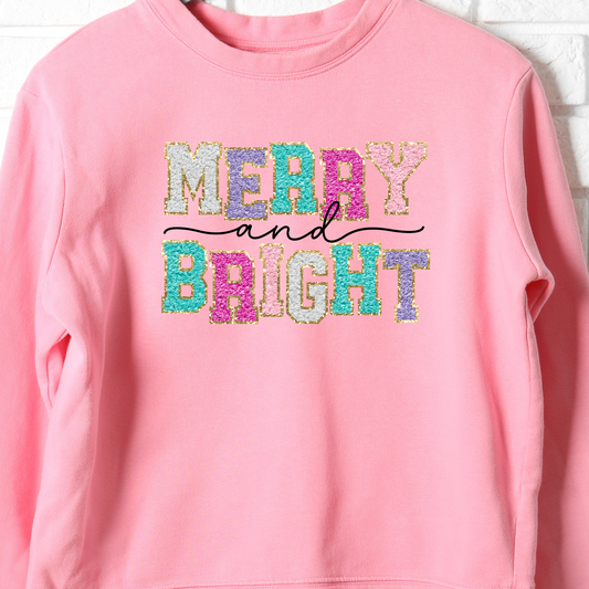 Faux Chenille Merry & Bright Adult Shirt
