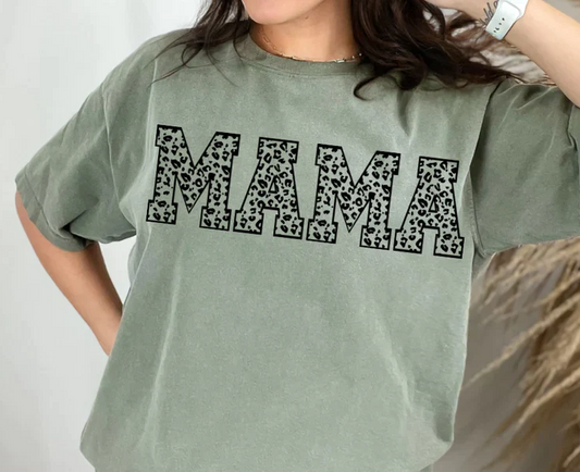 Black Leopard Print MAMA Adult Shirt